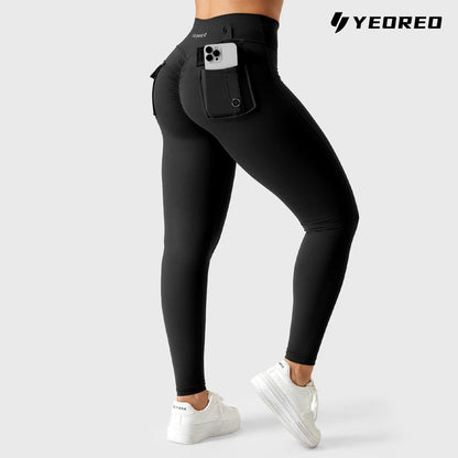 YEOREO Leggings with Pockets for Women Charm Leggings Workout Leggings for Women V Cross Waist Butt Lifting Gym Yoga Exercise Fitness Activewear